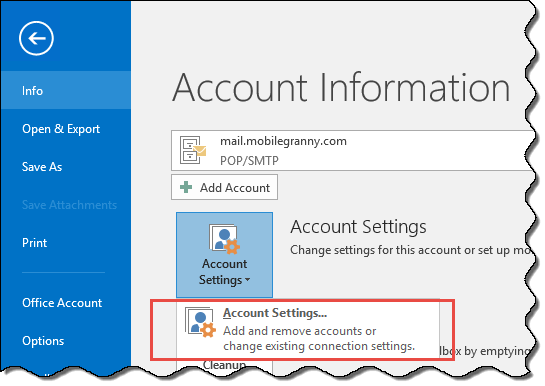 click on Account settings