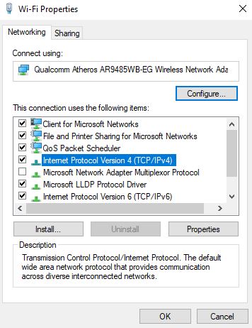 IPv4 in network settings